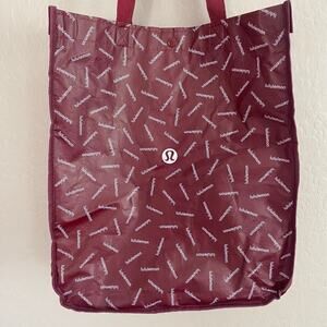 Lululemon Reusable Shopping Tote Bag Burgundy Logo Holiday Edition 2023